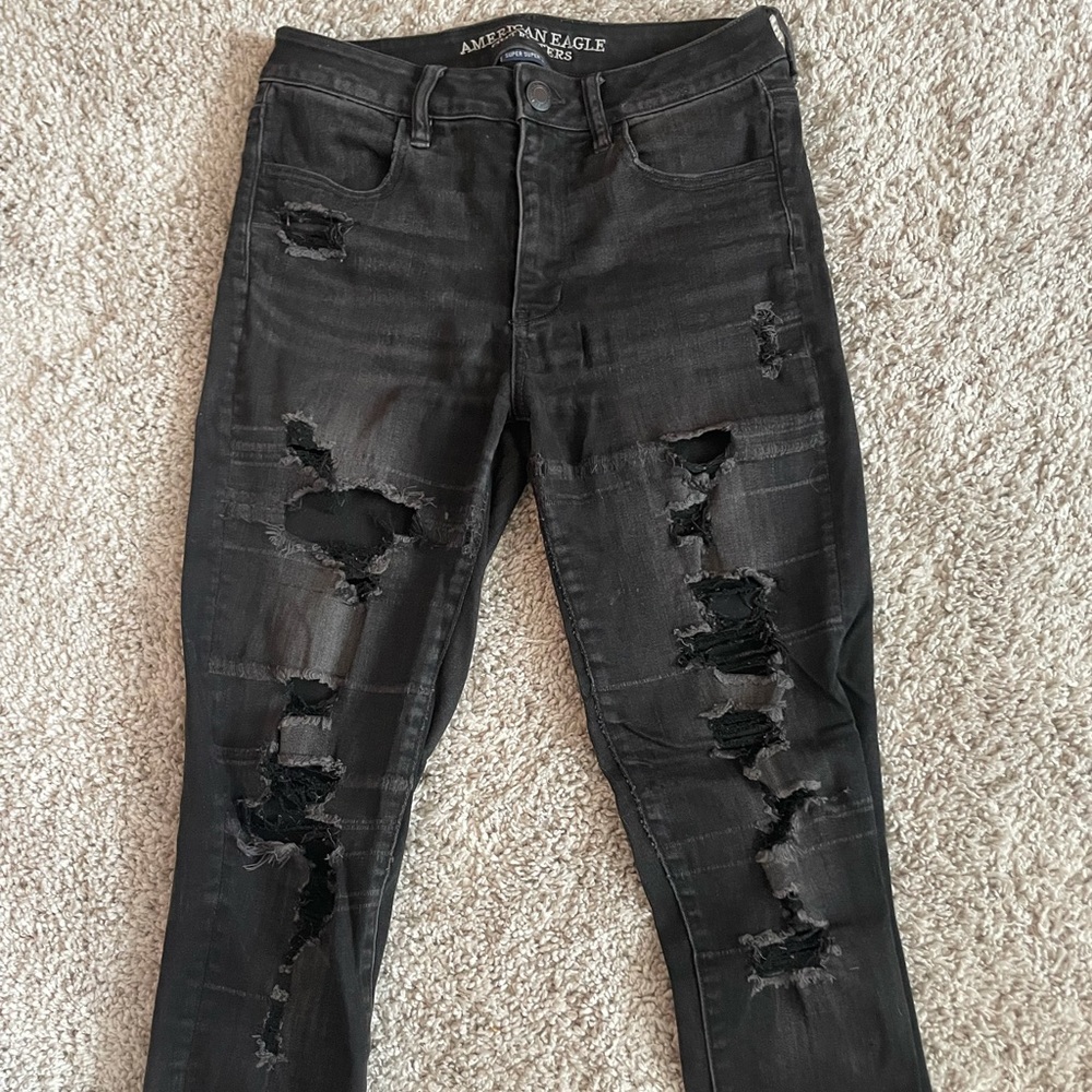 Distressed Black American Eagle Jeans